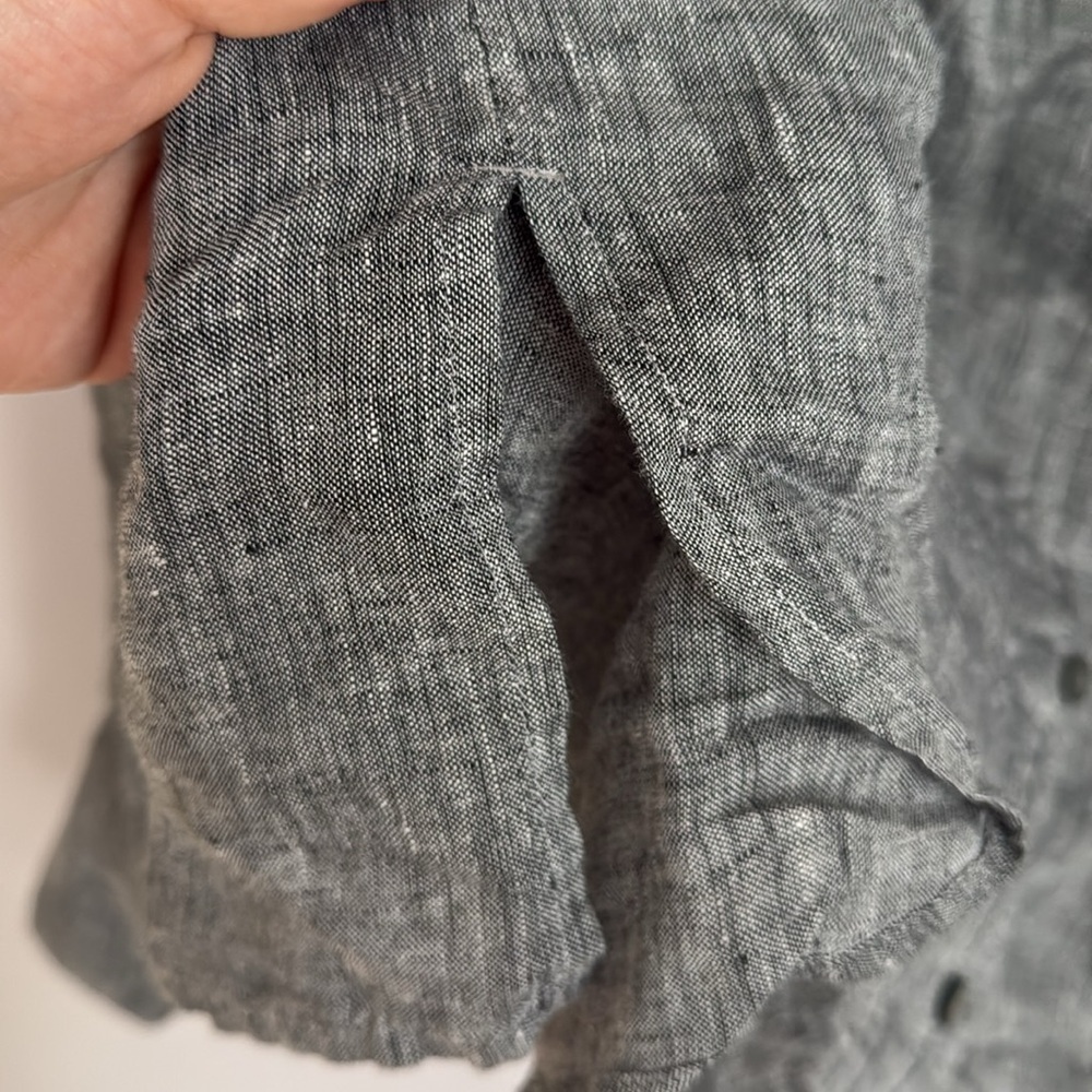 J. Jill Love Linen Gray 100% Linen Button-Up Shirt - Picture 3 of 5